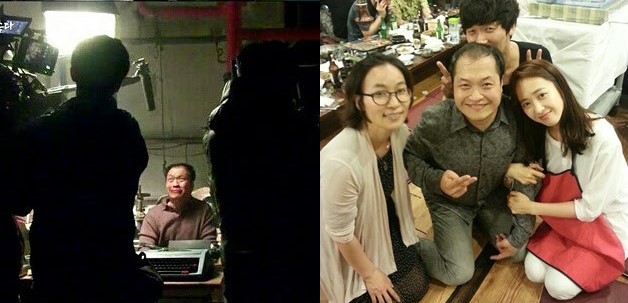 길변은 씨는 2014년 드라마 갑동이에 출연해 주인공 하무염의 아버지 하일식 역할을 맡았다(왼쪽). 촬영 뒤풀이 자리에서 배우 김민정과 기념 사진도 찍었다(오른쪽). ⓒ 길별은