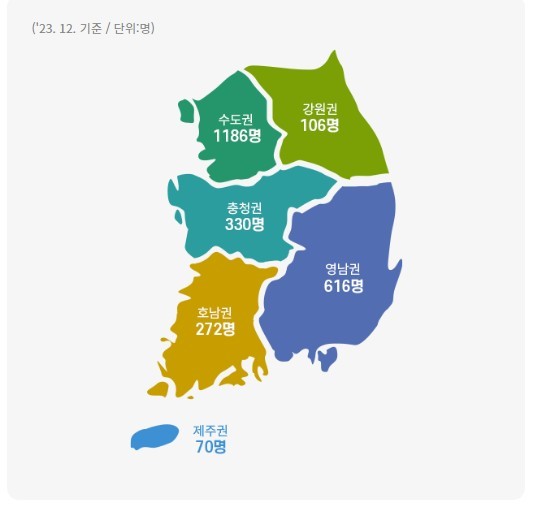 지난해 12월 기준 지역별 환경교육사 자격증 취득자 현황. 출처 국가환경교육 통합플랫폼